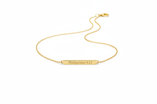 Bible Verse Gold Bar Necklace - Philippians 4:13