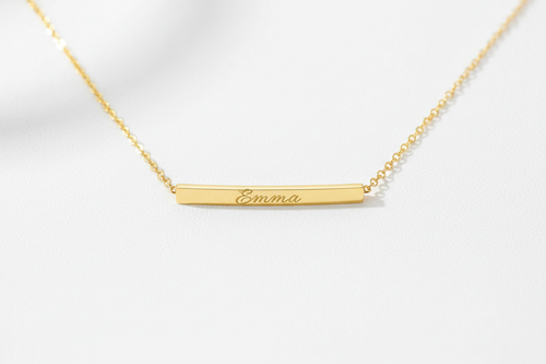 Engraved Name Gold Bar Necklace - Emma