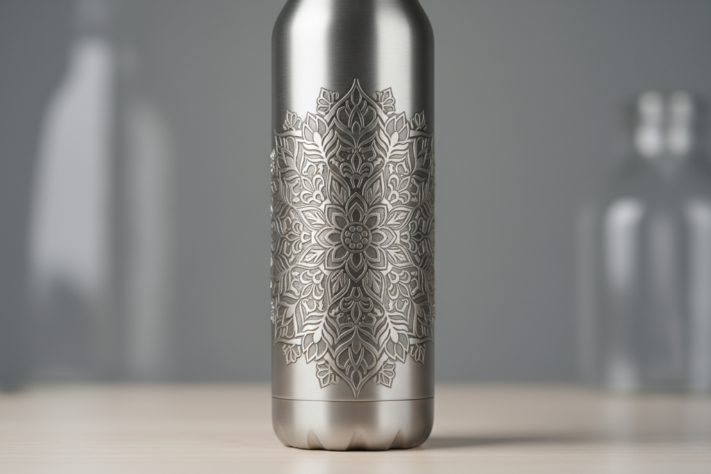 Floral Mandala Engraved Water Bottle