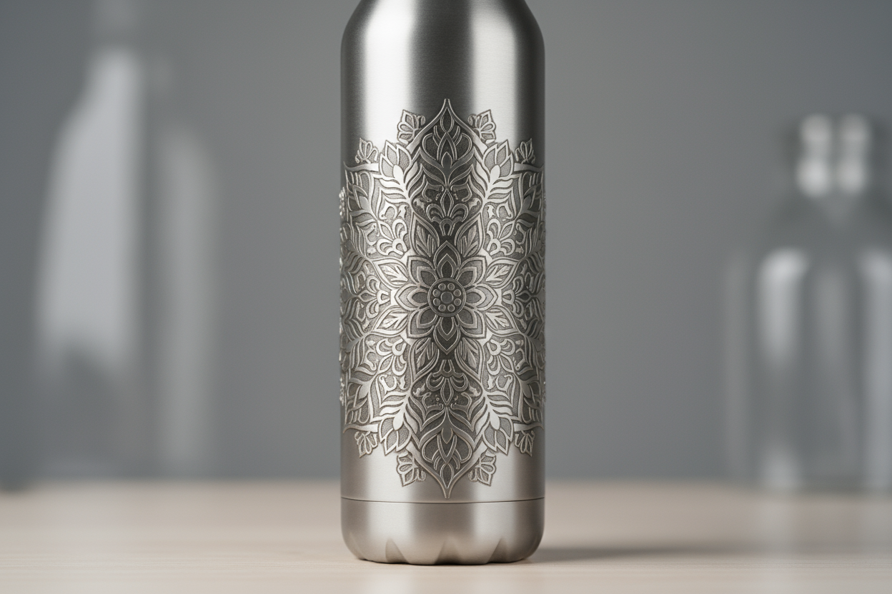 Floral Mandala Engraved Water Bottle