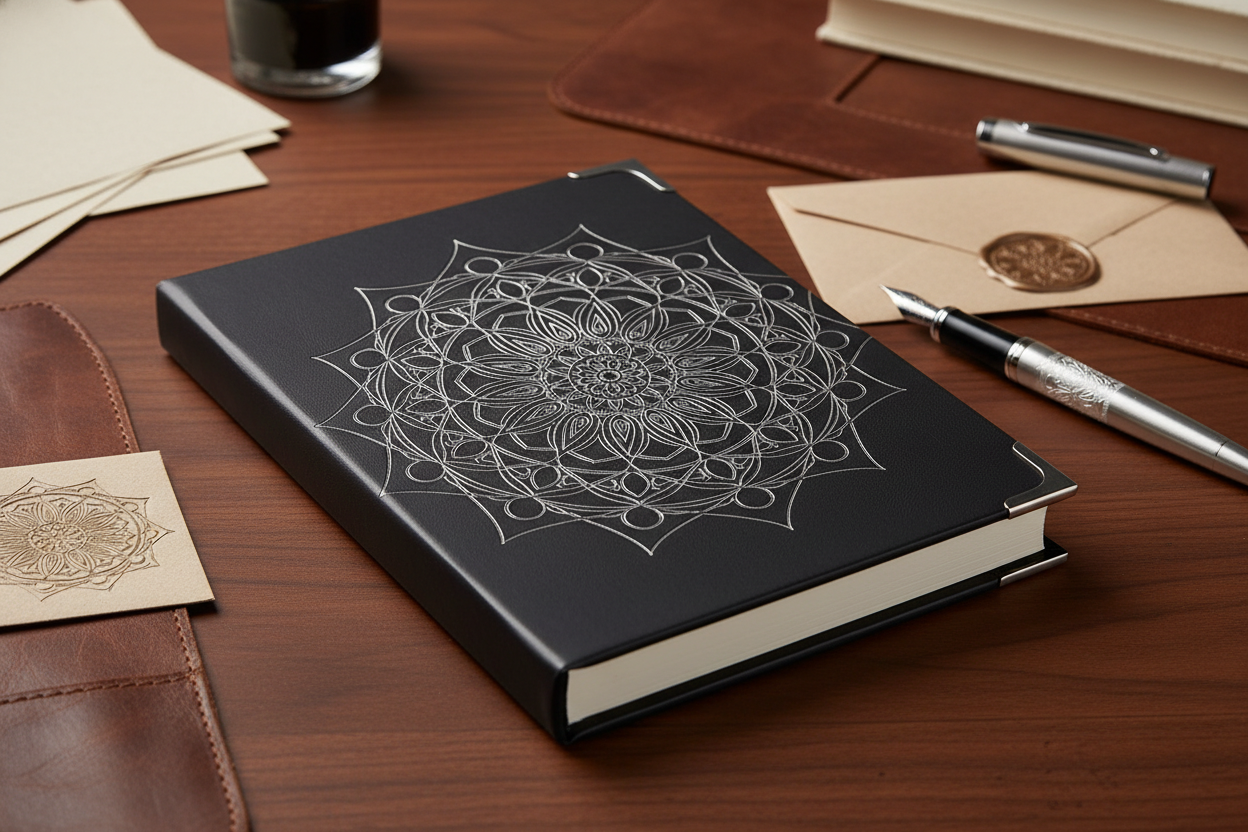 Geometric Mandala Leather Notebook