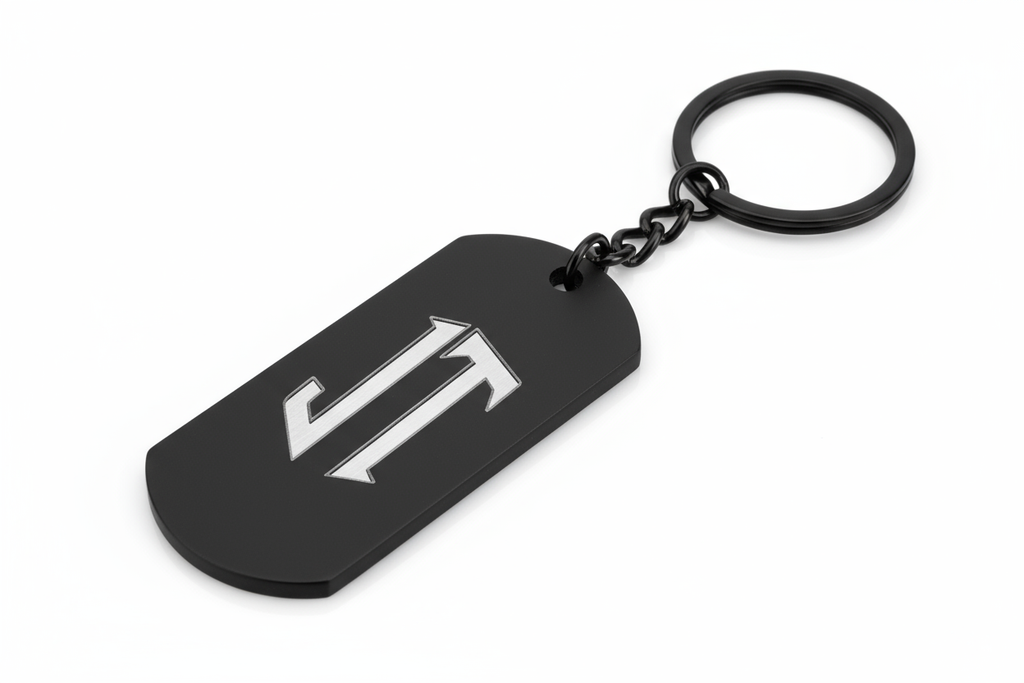 Thin Black Dog Tag Keychain